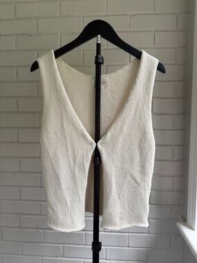 Line & Dot Ivory Hook & Eye Knit Vest Top S Cotton Minimalist Coastal